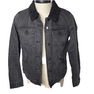 Harley Davidson Womens Black Denim Trucker Motorcycle Riding Jacket M Lined